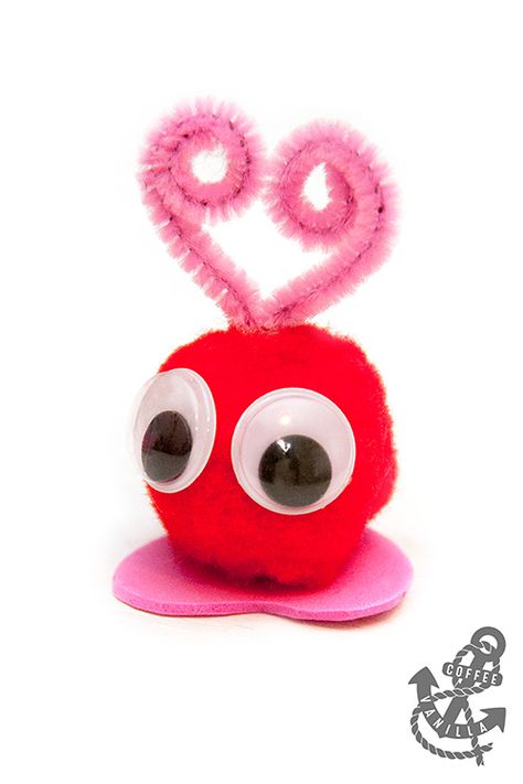 Love Bugs & Other Cute Pom-Pom Creatures » Coffee & Vanilla Summer Crafts For Toddlers, Valentines Games, Bug Crafts, Valentine Crafts For Kids, Pom Pom Crafts, Handprint Crafts, Love Bug, Valentine Love, Unique Valentines