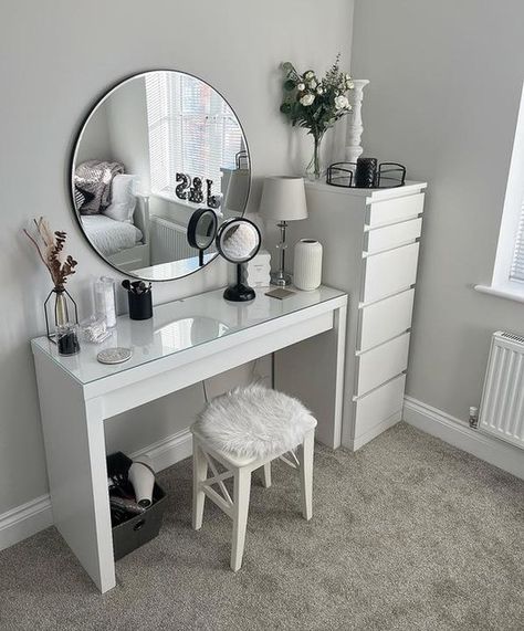 Ikea Dressing Table, Malm Dressing Table, Dressing Table Decor, Dressing Room Decor, White Room Decor, Bedroom Dressing Table, Dressing Table Design, Pinterest Room Decor, Redecorate Bedroom