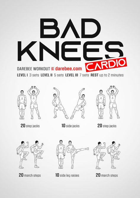 Bad Knees Cardio Workout Hiit Workout Routine, Knee Pain Exercises, Tone Thighs, Bad Knees, Workout Cardio, Knee Exercises, Knee Pain Relief, Cardio Training, Senior Fitness