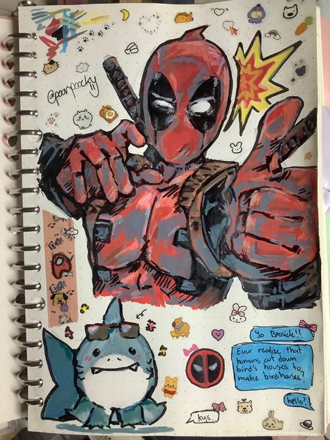 deadpool drawing Comic Like Art Style, Spiderman Punk Drawing, Deadpool Sketch Easy, Marvel Drawing Ideas Art, Deadpool Sketchbook, Deadpool Art Sketches, Deadpool Poses, Deadpool Doodle, Marvel Characters Drawings