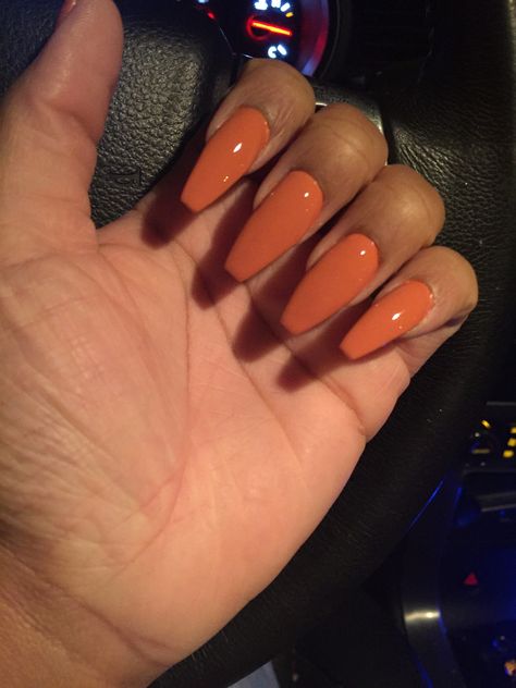 Fall orange coffin shape acrylic nails 2019 Nails, Orange Nail, Acrylic Nail Shapes, Nagel Tips, Fall Acrylic Nails, Super Nails, Nails Fall, Fall Nail Colors, Orange Nails