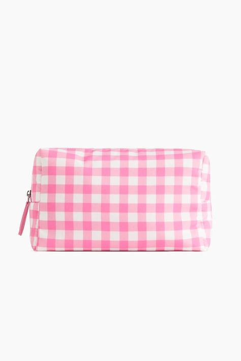 A reversible make-up bag with one patterned and one solid-coloured side. The bag has a zip at the top. Height 12 cm. Width 8 cm. Length 20 cm. M Beauty, Synthetic Fiber, Pink Bag, Side Zipper, Makeup Bag, Fossil, Bags Women, Pink White, 20 Cm