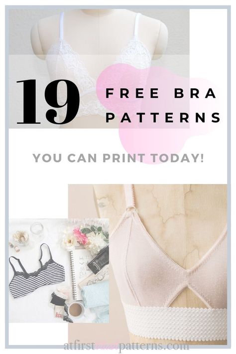 Are you on the hunt for your next bra or bralette pattern right now?! No need to fret. I got you covered in my article Top 19 Free Bra Patterns. Head over to the blog and find all the information you need to make an informed decision on your next bra or bralette sewing project. #freebrapattern #freebralettesewingpattern #freebrasewingpattern #freebralettepattern #atfirstblushpatterns Free Bra Pattern, Diy Bra Pattern, Bralette Sewing Pattern, Pola Bra, Sewing Bras, Bra Sewing Pattern, Bralette Pattern, Lingerie Patterns, Diy Bra