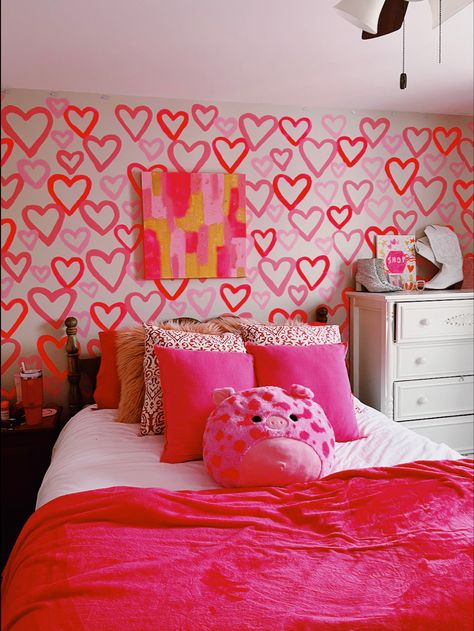 Preppy Pink Room, Room Transition, Hot Pink Room, Aesthetic Bedroom Decor, Room Theme, Pink Preppy, Preppy Pink, Orange Decor, Preppy Room Decor