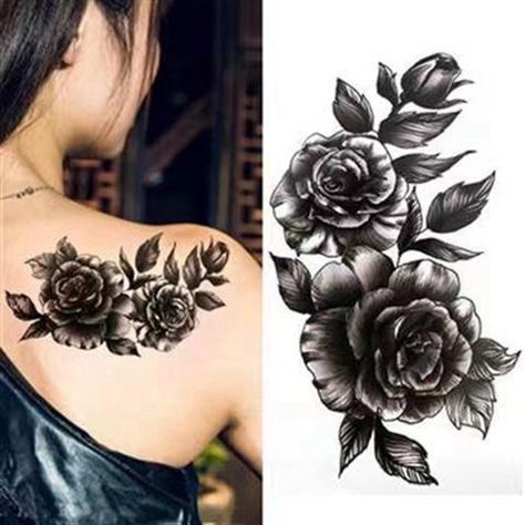 Dark Flower Sexy Tattoo Temporary Waterproof Female Stickers Chest ArmThigh Fashion Tatuajes