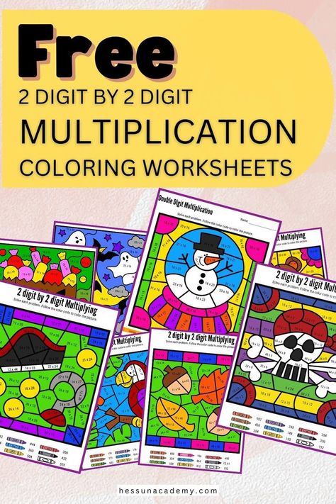 If you're looking for free multiplication worksheets that focus on the double digits, you are going to love this roundup of free 2 digit by 2 digit multiplication coloring worksheets. These fun practice times table opportunities are easy with times table color by number worksheets. Double digit times table practice using 2 digit by 2 digit multiplication coloring pages are good for homeschool math lessons and traditional elementary math lessons. Featurings math worksheetsfor grades 4 and 5 Multiplication Coloring Worksheets, Two Digit Multiplication, 2 Digit Multiplication, Double Digit Multiplication, Free Multiplication Worksheets, Multiplication Fun, Elementary Math Lessons, Multi Digit Multiplication, Multiplication Activities