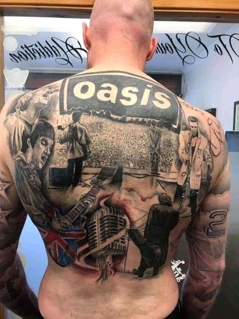 Oasis Tattoo, Blur Band, Brian Dawkins, Oasis Band, Rock Tattoo, Liam Gallagher, Music Tattoos, Band Tattoo, Beauty Tattoos