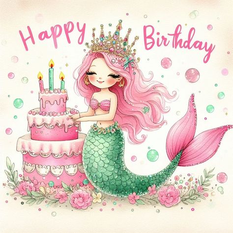 Happy Birthday Mermaid Wishes, Happy Birthday Mermaid, Mermaid Wreath, Mermaid Happy Birthday, Mermaid Png, Cookies Decoration, Thema Party, Mermaid Clipart, Birthday Mermaid