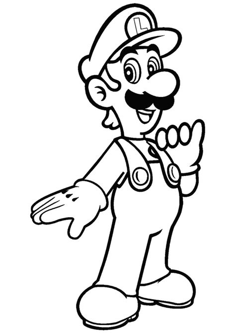 Dibujo para colorear el personaje Luigi de Super Mario Bros Luigi Coloring Pages, Mario Und Luigi, Mario Coloring, Super Mario Coloring Pages, Super Mario And Luigi, Mario Coloring Pages, Cartoon Coloring, Color Pages, Mario Bros.