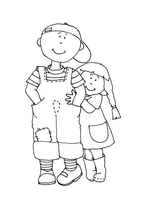 Sisters Drawing, Skate Boy, Sisterly Love, Colouring Pics, Embroidery Transfers, Digi Stamp, Brother And Sister, Digi Stamps, Coloring Book Pages