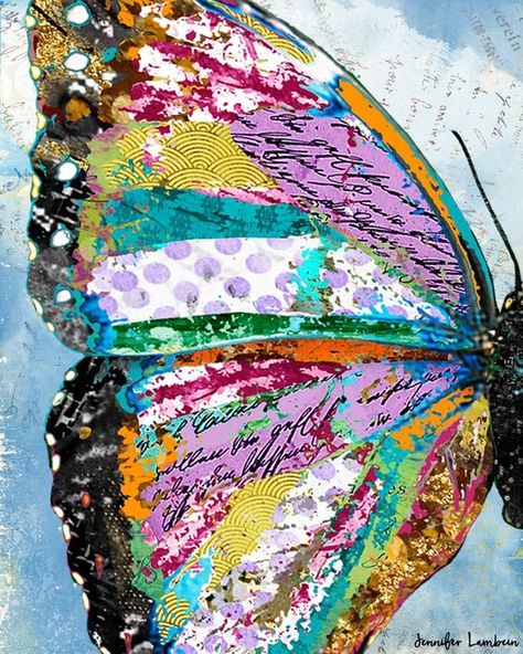 Butterfly Collage Art, Butterfly Wing Art, Jennifer Lambein, Echo Art, Collage Quilting, Butterfly Wings Art, Wing Art, Butterfly Prints, Art Papillon