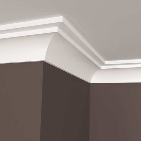 7 Inch Cove Crown Molding, Cove Crown Molding Ideas, Minimal Crown Molding, Cove Molding Crown, Transitional Crown Molding, Mid Century Modern Crown Molding, Crown Moulding Ideas Ceiling, Square Crown Molding, Modern Crown Molding Ideas