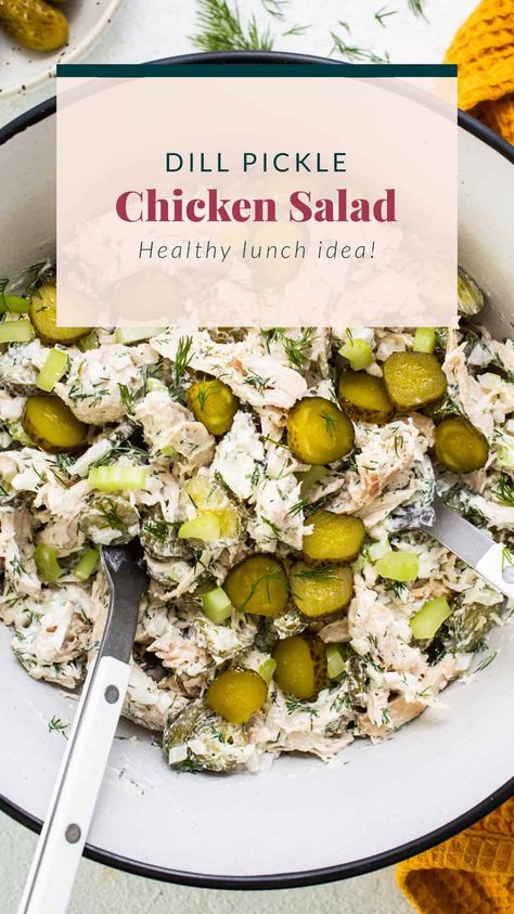 Dill Pickle Chicken Salad - Fit Foodie Finds Recipes With Dill, Pickle Chicken Salad, Dill Pickle Chicken, Pickle Chicken, Low Carb Chicken Salad, Keto Chicken Salad, Low Carb Low Fat Recipes, Resep Salad, Boiled Egg Diet Plan