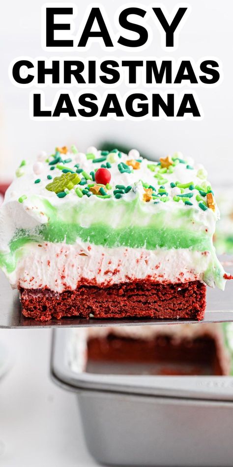 Dessert Lasagna Recipes, Christmas Lasagna Dessert, Christmas Lasagna, Lasagna Dessert, Fun Holiday Desserts, Dessert Lasagna, Christmas Cupcakes Recipes, Lasagna Recipes, Best Christmas Desserts