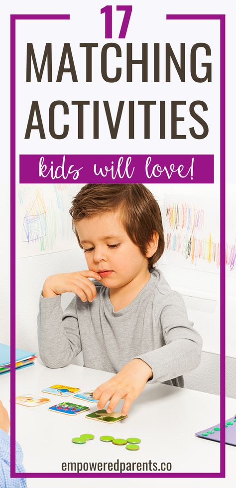 As your toddler gets older, they will start to learn how to match similar objects together. Here are 17 super easy and fun matching activities for preschoolers that your child will enjoy. Not only will these build matching skills in your child, but also great cognitive abilities | matching activity | matching activities for toddlers | matching activities for kids | matching games for preschoolers | Matching Games For Preschoolers, Matching Activities For Preschoolers, Matching Activities For Toddlers, Language Activities Preschool, Games For Preschoolers, Matching Activities, Activities For Preschoolers, Teachable Moments, Multiplication For Kids