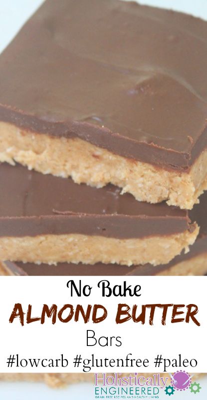 No Bake Almond Butter Bars #lowcarb #glutenfree #paleo Almond Butter Bars, Weight Watcher Desserts, Pudding Chia, Low Carb Backen, Coconut Dessert, Desserts Keto, Butter Bars, Brownie Desserts, Paleo Sweets