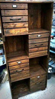 Neat Pallet Dresser, Pallet Chest, Pallet Bookshelf, Pallet Cabinet, Bookcase Cabinet, Pallet Storage, Woodwork Ideas, Kabinet Dapur, Dresser Design