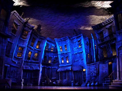 Show: Little Shop of Horrors (2004 Broadway Revival)  Scenic Designer: Scott Pask Scenic Design Theatres, Theatre Inspiration, Forced Perspective, Alvin Ailey, Skid Row, Stage Set Design, Set Design Theatre, Little Shop Of Horrors, Theatre Design