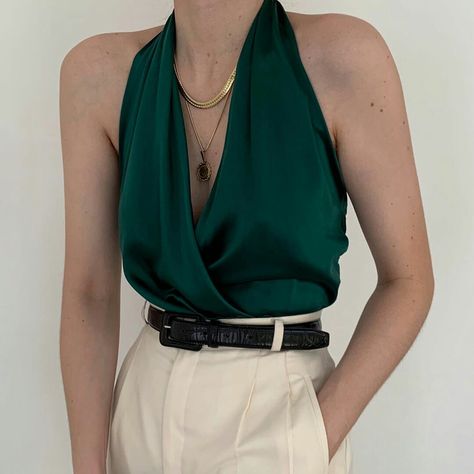 Deux Birds Vintage, Deux Birds, Wrap Halter Top, Silk Charmeuse, Looks Chic, Grace Kelly, Vintage Designer, Nicole Miller, Mode Inspiration