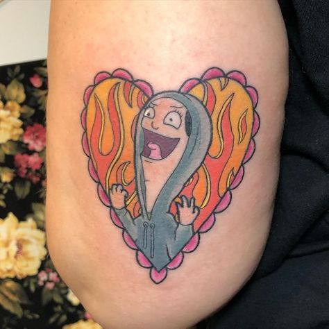 Louise Tattoo Bobs Burgers, Louis Belcher Tattoo, Bobs Burgers Tattoo Louise, Kuchi Kopi Tattoo, Bobs Burgers Tattoo Ideas, Louise Belcher Tattoo, Bobs Burgers Tattoo, Sally Tattoo, Doodle Tattoos