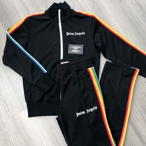 Make It Personal on Instagram: “Palm Angels Black Rainbow Tracksuit 🌈 Thanks for the order, off to 🇬🇧 All sizes available 💻: available on request only 📲:+447530193021 📧:…” Palm Angels Tracksuit Men, Palm Angels Tracksuit, Men Wardrobe, Tracksuit Outfit, Angel Outfit, White Shirt Men, Mens Gear, Black Rainbow, Street Trends