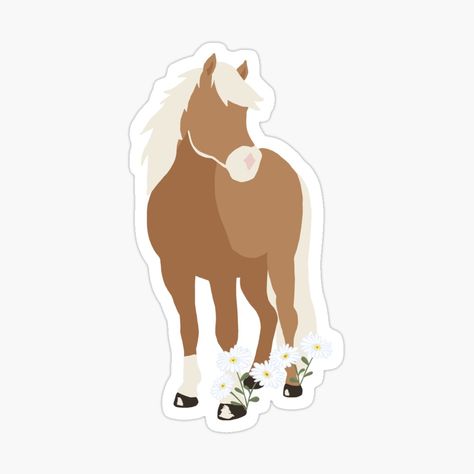 Get my art printed on awesome products. Support me at Redbubble #RBandME: https://www.redbubble.com/i/sticker/Wildflower-Palomino-Pony-by-DesignByRoseCo/155435638.JCQM3?asc=u Horse Stickers Aesthetic, Palomino Pony, Horse Stickers, Lilac Plant, Decorate Notebook, Cute Horses, Bruno Mars, Coloring Stickers, Aesthetic Stickers