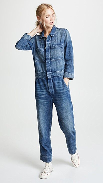 Cold Weather Dresses, Denim Jumpsuits, Jumpsuit Style, Cold Weather Outfit, All Jeans, Casual Styles, Cold Weather Outfits, Minimal Chic, Faded Denim