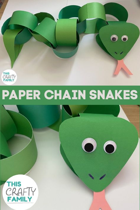 This adorable paper chain snake craft is perfect for kids of all ages! Reptile Crafts, Jungle Vbs, Safari Crafts, Jungle Crafts, Animal Crafts Preschool, Mini Closet, Camping Room, Zoo Crafts, Snake Crafts