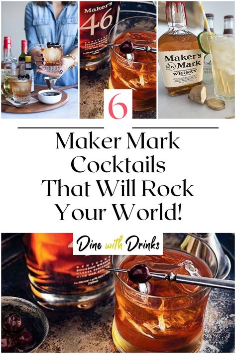 Collage of 4 maker mark cocktails. Drinks Made With Makers Mark, Makers Mark Old Fashioned, Drink Shaker Recipes, Drinks With Makers Mark, Makers Mark Cocktails, Premixed Cocktails, Cocktail Shaker Recipes, Blackberry Cocktail, Mixology Recipes