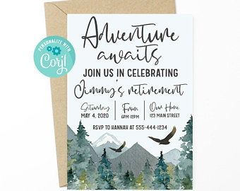 Retirement party invitation | Etsy Woodland Invitation, Retirement Invitation, Funny Wedding Cards, Retirement Invitations, Chalkboard Printables, Retirement Party Invitations, Funniest Valentines Cards, Teacher Retirement, Chalkboard Style