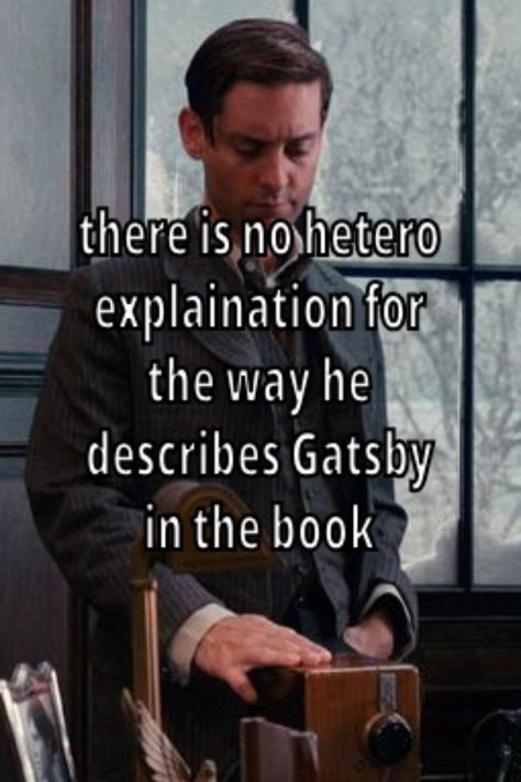 like no way he spends one 3 sentence paragraph on every other character and then a whole page on Gatsby and it's not gay #whisper #nickcarraway #jaygatsby #natsby #thegreatgatsby #gatsby Great Gatsby Nick X Gatsby, Nick Carraway X Jay Gatsby, Nick X Gatsby Fanart, Nick And Gatsby, Gatsby X Nick, The Great Gatsby Fanart, Great Gatsby Characters, The Great Gatsby Aesthetic, Hamilton Cosplay