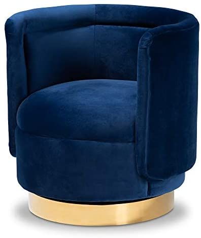 Royal Blue And Gold Bedroom, Blue And Gold Bedroom, Mid Century Modern Vanity, Blue Accent Chairs, Blue Velvet Fabric, Studio Chairs, Gold Bedroom, Royal Blue And Gold, Blue Accent