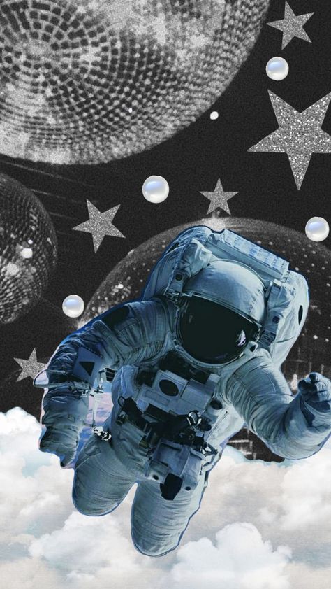 #space #astronaut #disco #surrealism #moon #trippy #flying #partytime #collage Space Astronaut, Party Time, Mount Everest, Sci-fi Spaceship, Surrealism, Sci Fi, Moon, Natural Landmarks, Collage