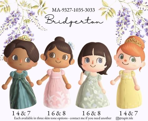 tapir.isle on Twitter: "My Bridgerton dress series is up on the portal now! ✨ Each one is available in 3 different skin tone options but if the one you need is missing just let me know and I’ll add it #ACNH #ACNHDesign #AnimalCrossing #AnimalCrossingNewHorizons #あつ森 #あつ森マイデザイン… https://t.co/UIHqU0QmzN" Acnh Clothes, Animal Crossing Qr Codes Clothes, Different Skin Tones, The Portal, New Animal Crossing, Animal Crossing Game, Animal Crossing Qr, Designs Patterns, Alien Logo