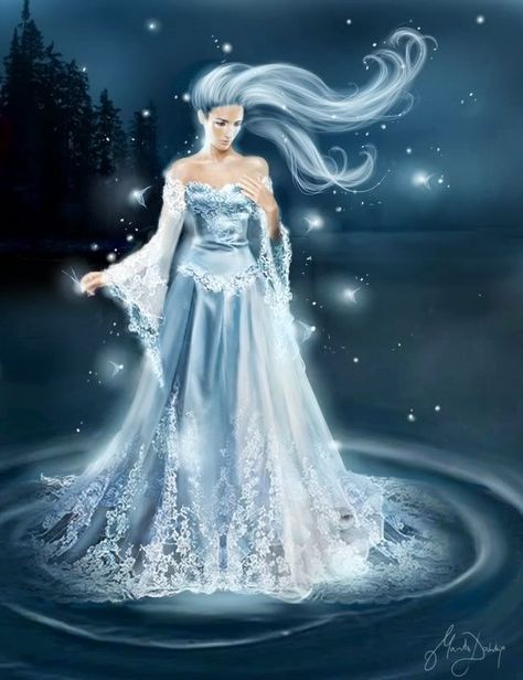 Khione- greek myth: goddess of Snow, daughter of Boreas. Greek Gods And Goddesses, Earth Design, Roman Mythology, Goddess Art, Arte Fantasy, Moon Goddess, Greek Gods, Gods And Goddesses, Ancient Greece