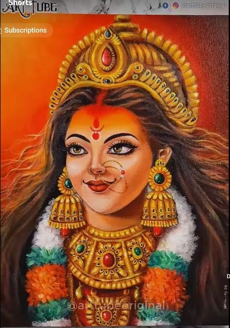 Maa Parvati Painting, Navratri Devi Painting, Parvati Mata Drawing, Mata Durga Drawing, Painting Of Maa Durga, Devi Painting Art, Navratri Canvas Painting, Cute Durga Maa Drawing, Navaratri Paintings