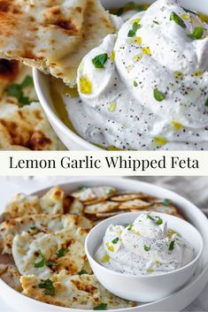 Spreads For Naan Bread, Easy Fresh Appetizers, Feta Sour Cream Dip, 2 Course Dinner Ideas, Garlic Whipped Feta Dip, Appetizer Using Feta Cheese, Fresh Pita Bread, Greek Whipped Feta Dip, Lemon Curd Appetizer