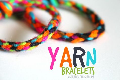 yarn bracelets-- kid craft Jellyfish Bracelet, Yarn Friendship Bracelets, Braided Friendship Bracelets, Making Friendship Bracelets, Friendship Bracelets Easy, Yarn Bracelets, Diy Crafts For Girls, Friendship Bracelets Tutorial, Friendship Bracelets Designs