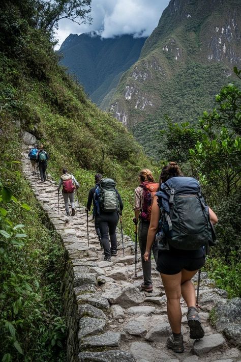 "🏞️🗺️ Embark on a breathtaking hike along the Inca Trail to Machu Picchu! Experience ancient wonders and stunning vistas. 🏔️✨ #IncaTrail #MachuPicchu #HikingAdventure" Inca Trail Hike, Inca Trail, Inca Trails, Machu Picchu, Solo Travel, Hiking Trails, Peru, Adventure Travel, Hiking