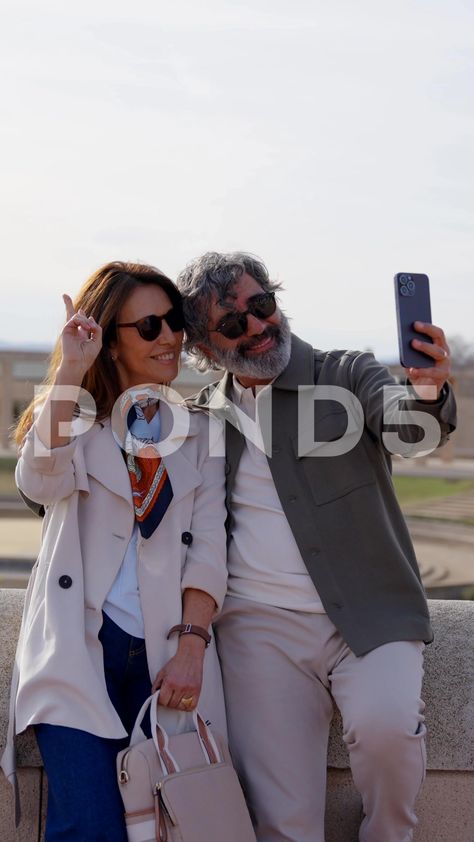 Senior Tourist Couple Taking A Selfie. Selfie Couple, Taking A Selfie, Video Production, Photo Idea, Stock Footage, Stock Video, Take That