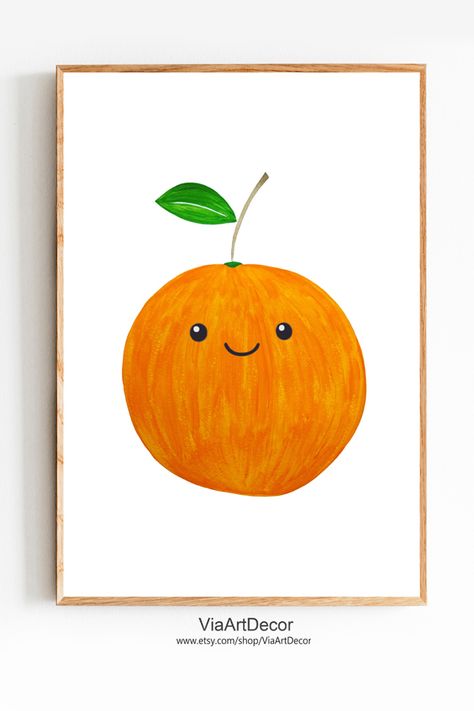 Orange Nursery Girl, Orange Fruit Illustration, Orange Nursery Boy, Gender Neutral Playroom, Pronto Pup, Fruit Nursery, Neutral Playroom, Colorful Nursery Decor, Gender Neutral Nursery Art