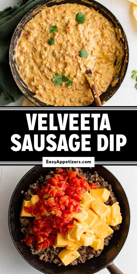 Velveeta Sausage Dip Sausage Dip Crockpot Velveeta, Velveeta Sausage Dip, Velveeta Dip, Hamburger Dip, Rotel Dip, Vienna Sausage, Sausage Wrap, Sausage Dip, Crock Pot Dips