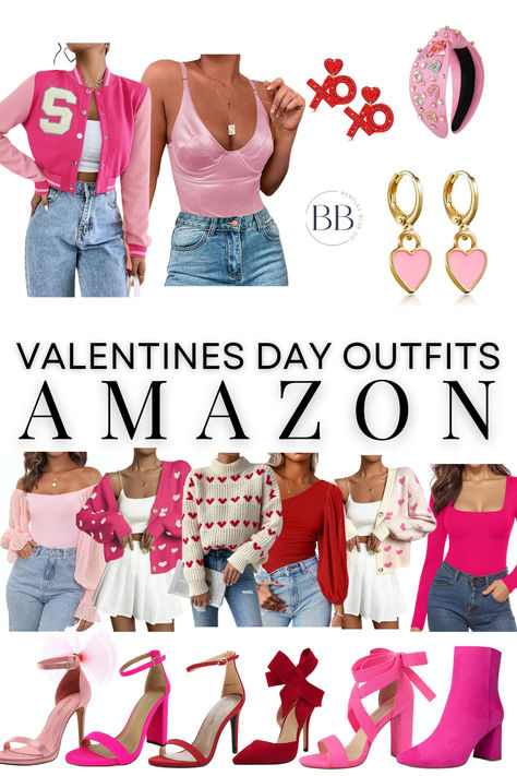 Looking for something to wear on Valentines day for your romantic date night outfit? I have made a list of women’s preppy valentines day outfits. From romantic red satin dresses to cute pink valentines heart sweaters to pair with a leather skirt or wide leg pants, I have made a list of all fashion styles. Put the all hot pink together or a shades of all pink outfit for a “on wednesdays we wear pink” mean girls aesthetic or a cute barbie aesthetic. February Date Night Outfit, Valentines Date Outfit Night Dinners, Valentine’s Day Date Outfit, Valentine’s Day Date Night Outfit, Valentines Day Outfits For Women Casual, Valentines Outfits For Women Casual, Valentines Outfit Ideas For Women, Date Night Outfit Valentines Day, Outfit Ideas For Valentines Day