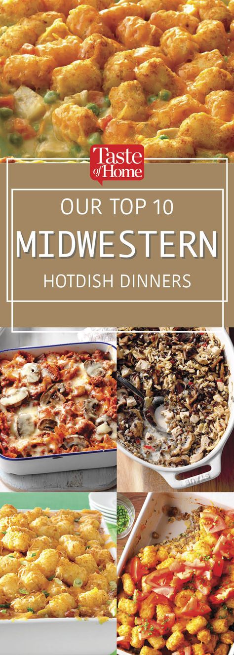 Midwestern Dinner Ideas, Midwest Potluck Recipes, Best Hotdish Recipes, Midwestern Recipes Food, Hot Dishes Recipes, Easy Midwest Meals, Fall Hotdish Recipes, Midwest Hotdish Recipes, Midwest Supper Ideas