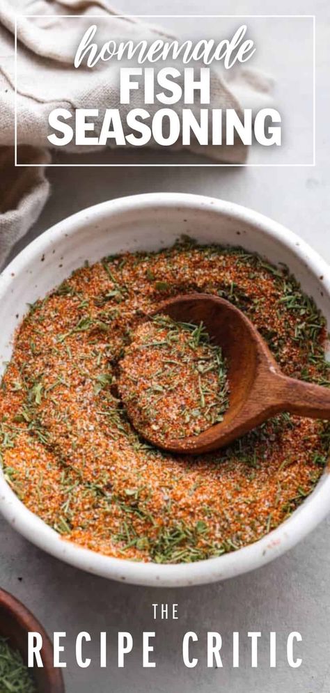 Enhance the flavor of any fish with this incredible all-purpose fish seasoning. Delicious spices and herbs right from your pantry make the perfect blend to season any type of fish for grilling, baking, or pan searing. Fish Seasoning Recipe, Seasoning For Fish, Fish Seasoning, Fish Marinade, Homemade Dry Mixes, Pan Fried Fish, Dry Rub Recipes, Delicious Seafood Recipes, Best Seafood Recipes