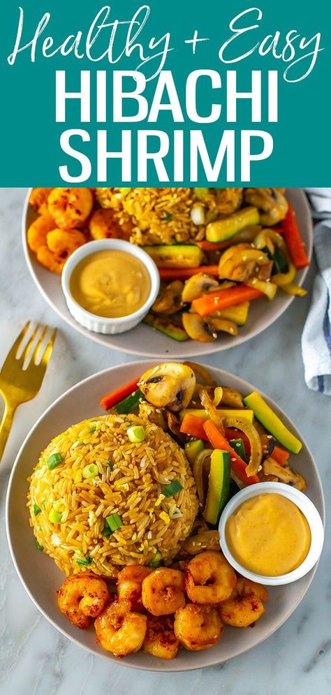 This delicious hibachi shrimp is so easy to make at home! It's served with fried rice, mixed vegetables, and a simple yum yum sauce. #hibachishrimp #benihana Hibachi Shrimp Bowl, Shrimp Hibachi Recipe, Benihana Shrimp, Benihana Recipes, Hibachi Bowls, Hibachi Shrimp Recipe, Rice Mixed Vegetables, Hibachi Rice, Hibachi Shrimp