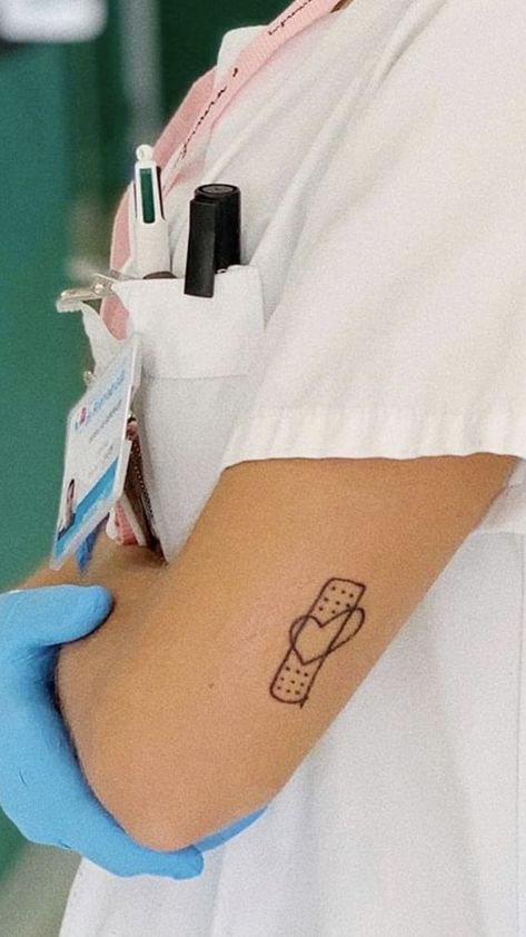 Healthcare Tattoos For Women, Nurse Tattoo Ideas, Healthcare Tattoo, Stick Poke Tattoo, J Tattoo, Tiny Tats, Sisters Tattoo, Nurse Tattoo, Medical Tattoo