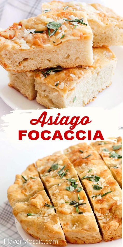 Asiago Cheese Focaccia Bread is an Italian bread topped with fresh herbs that can be used in a focaccia sandwich, pizza, or served with marinara or with a soup or salad. Pretty Foccacia Bread Recipes, Asiago Cheese Focaccia Bread, Focaccia With Cheese, Focaccia Cheese Bread, Asiago Foccacia Bread, Cheese Foccacia Bread Recipes, Recipes With Asiago Cheese, Ficossia Bread, Cheesy Focaccia Bread