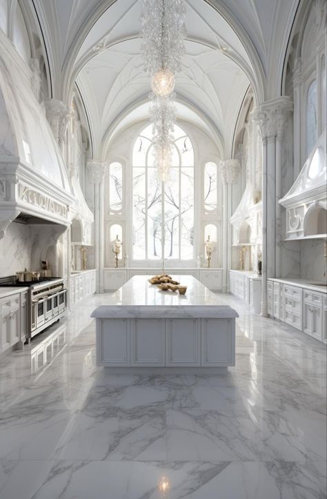 Luxury Kitchens Mansions, Castle Kitchens, Mansion Kitchen, Ideal Kitchen, Marble Floors, Dream Kitchens Design, Rustic Kitchen Design, All White Kitchen, Luxury Estate