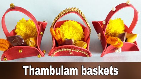 Cute Thamboolam baskets for festivals Return Gift Ideas, Return Gift, Foam Sheets, Hot Glue Gun, Circle Shape, Hot Glue, Festival Decorations, Glue, Sugar Cookie